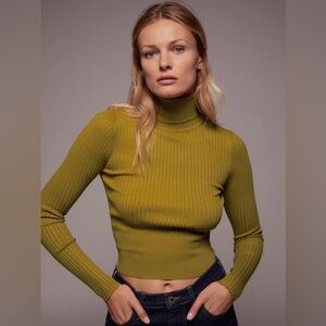Zara Mustard Ribbed Turtleneck Sweater